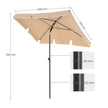 Rectangular Garden Parasol – Polyester – Taupe – UV50+ with Tilt Mechanism and Carry Bag