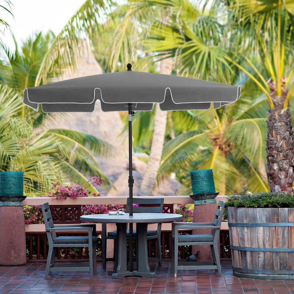 Rectangular Parasol – Polyester – Grey – Adjustable with Tilt Mechanism and Carry Bag