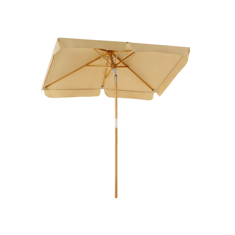 Rectangular Parasol – Wooden – Taupe – Tilt Mechanism for Patio and Balcony
