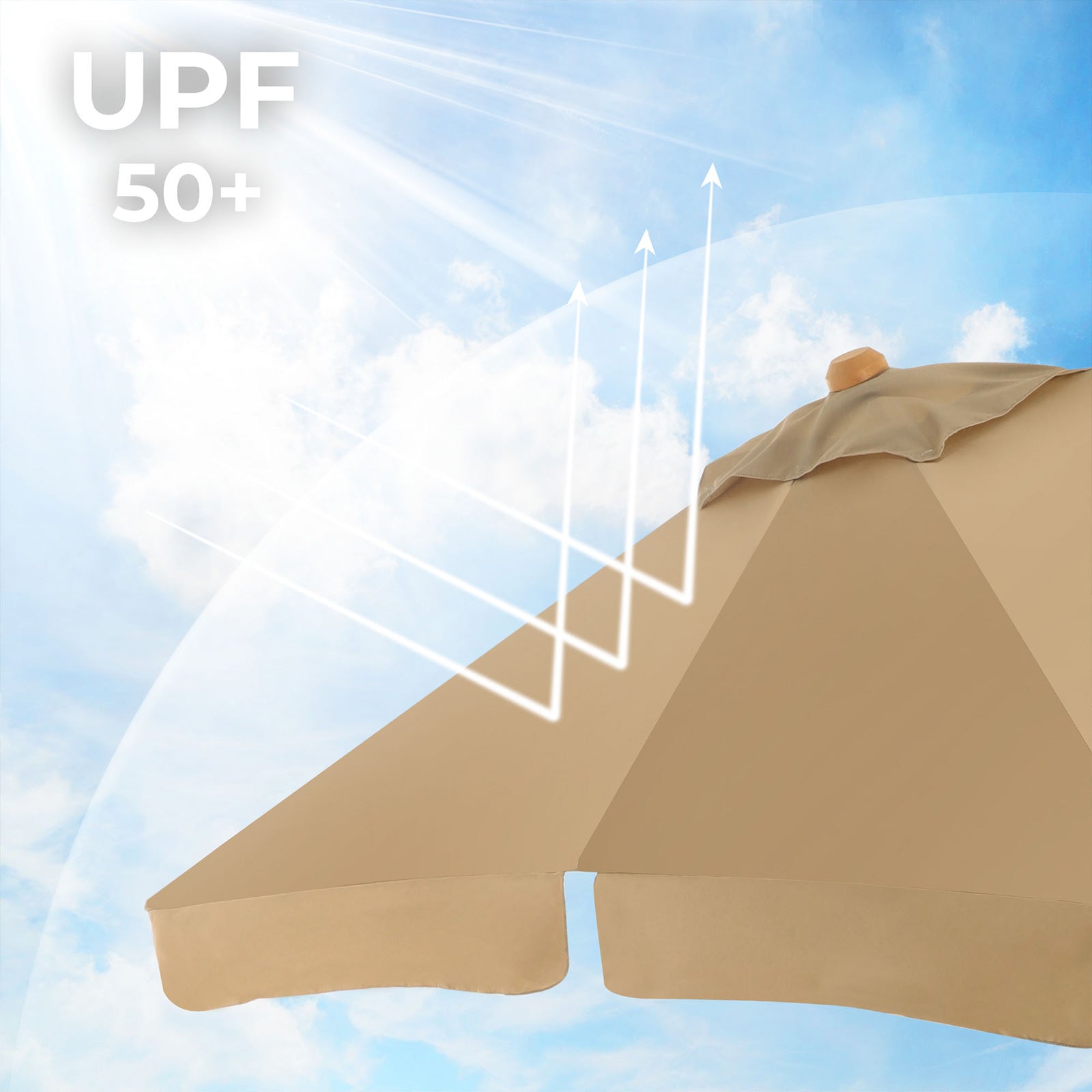 Rectangular Parasol – Wooden – Taupe – Tilt Mechanism for Patio and Balcony
