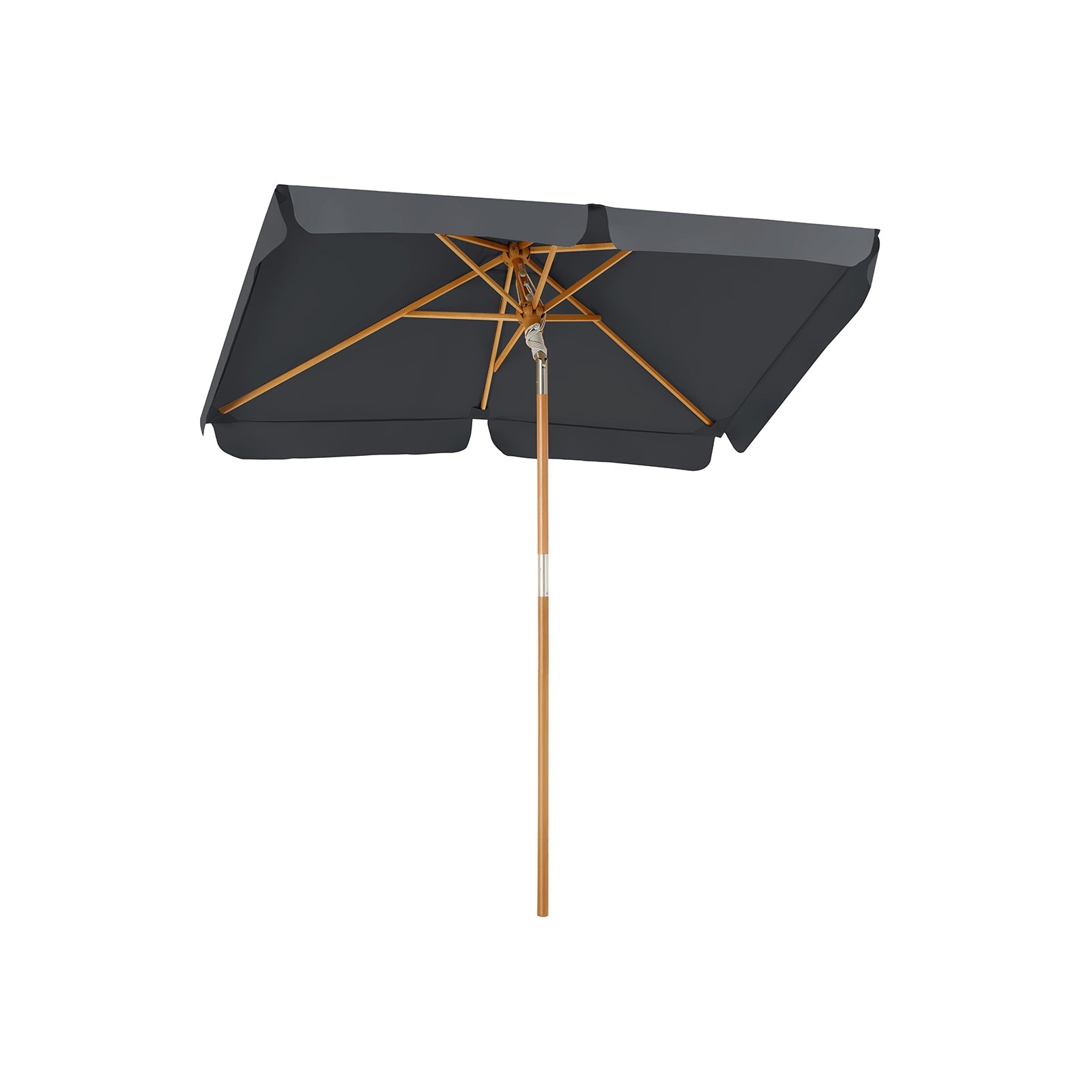 Adjustable Rectangular Parasol – Wood – Grey – Sun Protection with Tilt Mechanism