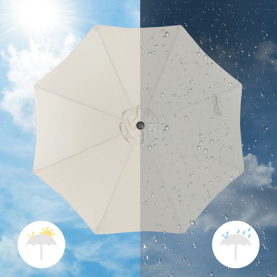 Garden Parasol Umbrella – Polyester – Grey – UPF 50+, Octagonal Canopy with Tilt and Crank Mechanism