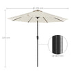 Garden Parasol Umbrella – Polyester – Grey – UPF 50+, Octagonal Canopy with Tilt and Crank Mechanism