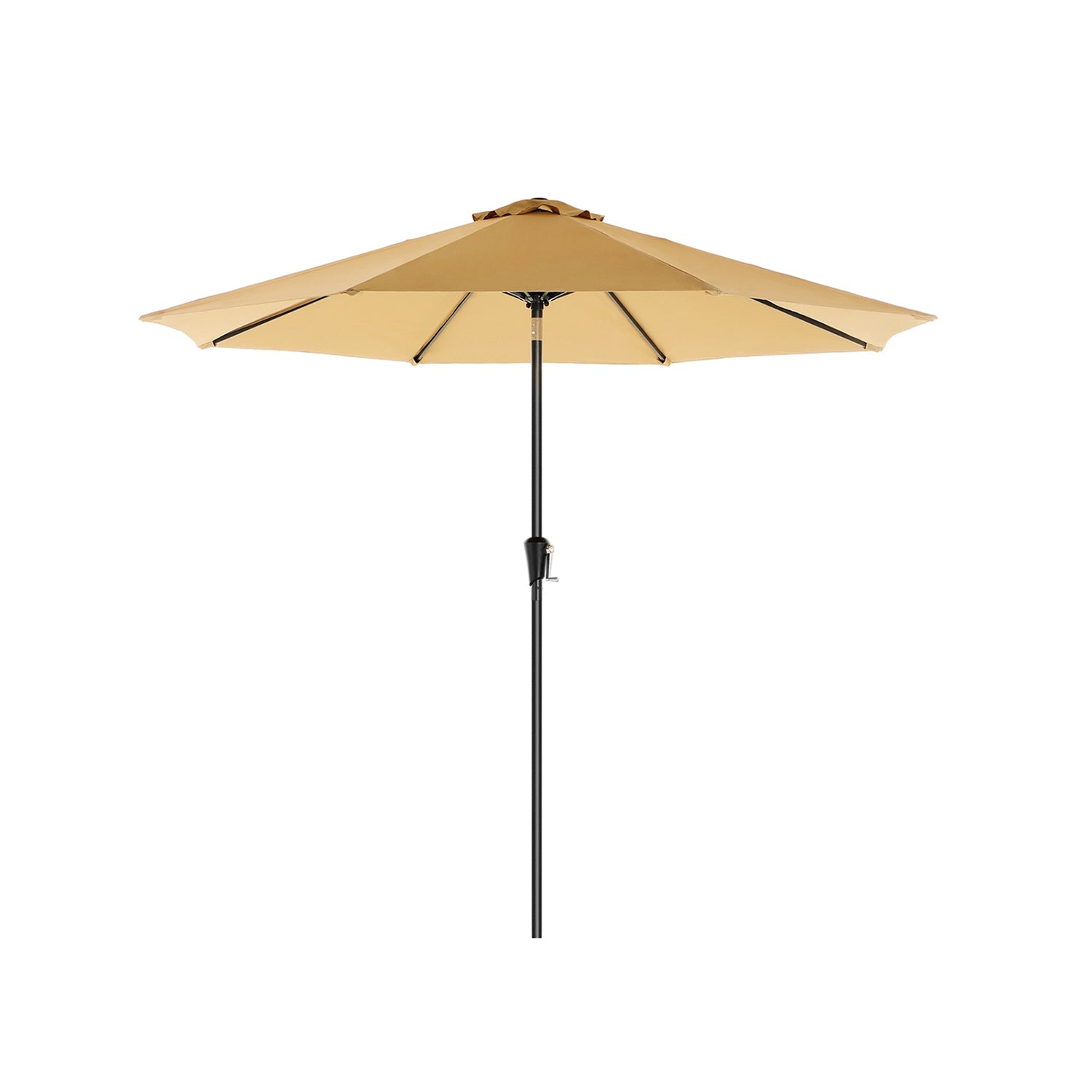 Garden Parasol Umbrella – Polyester – Grey – 2.7 m with Tilt and Crank Mechanism, UPF 50+