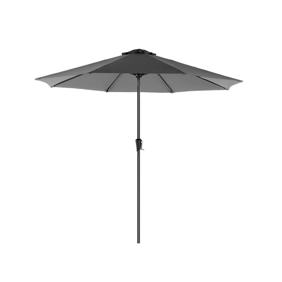 Garden Parasol Umbrella – Polyester – Grey – UPF 50+, Tilt and Crank Mechanism