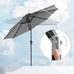 Garden Parasol Umbrella – Polyester – Grey – UPF 50+, Tilt and Crank Mechanism
