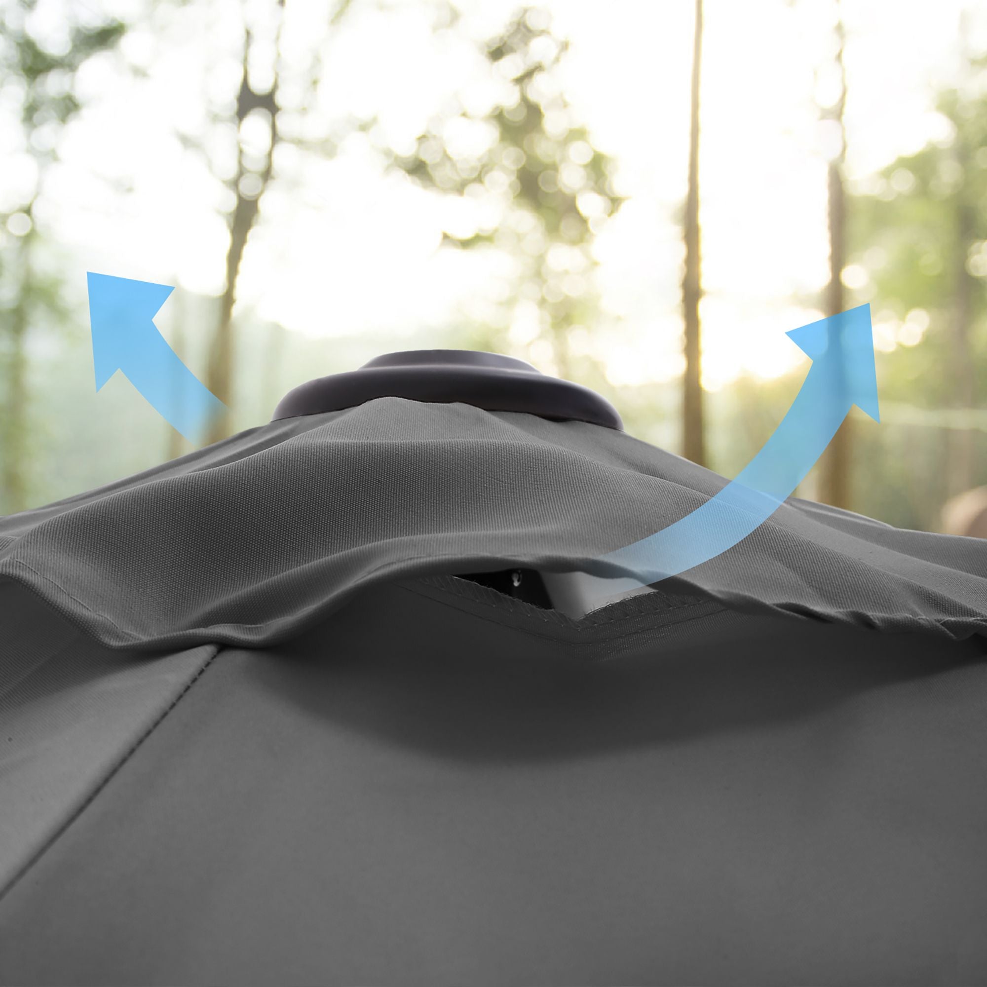 Garden Parasol Umbrella – Polyester – Grey – UPF 50+, Tilt and Crank Mechanism