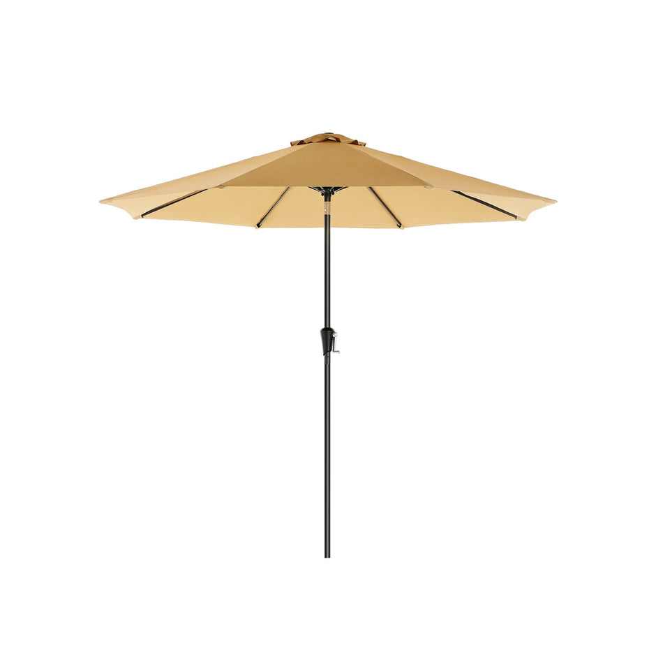 Patio Parasol – Polyester – Beige – Octagonal Canopy with Tilt and Crank Mechanism, UV50+ Sun Shade