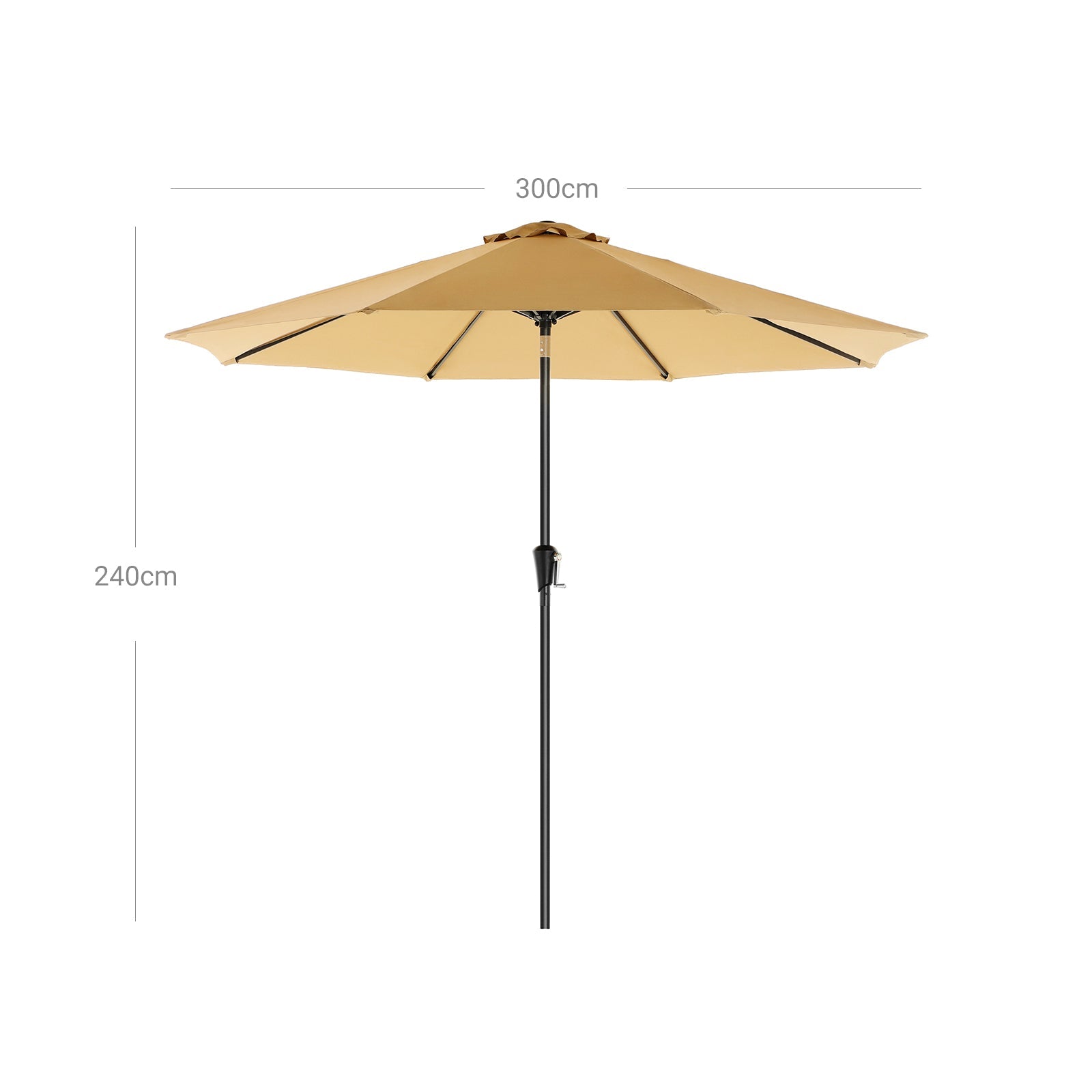 Patio Parasol – Polyester – Beige – Octagonal Canopy with Tilt and Crank Mechanism, UV50+ Sun Shade