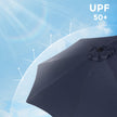 Parasol Umbrella – Polyester – Blue – UV50+, Octagonal Canopy, Tilt and Crank Mechanism