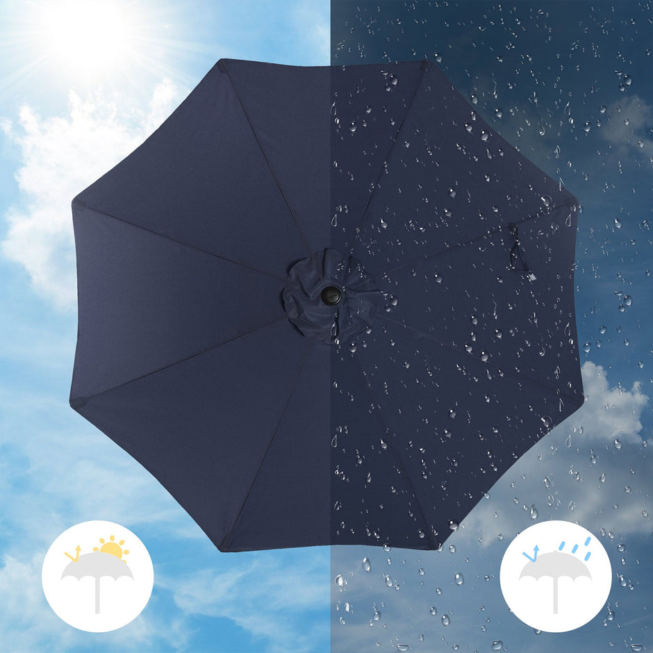 Parasol Umbrella – Polyester – Blue – UV50+, Octagonal Canopy, Tilt and Crank Mechanism