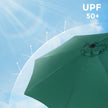Adjustable Parasol Umbrella – Polyester – Green – UV50+, Tilt and Crank Mechanism, 300 cm Canopy