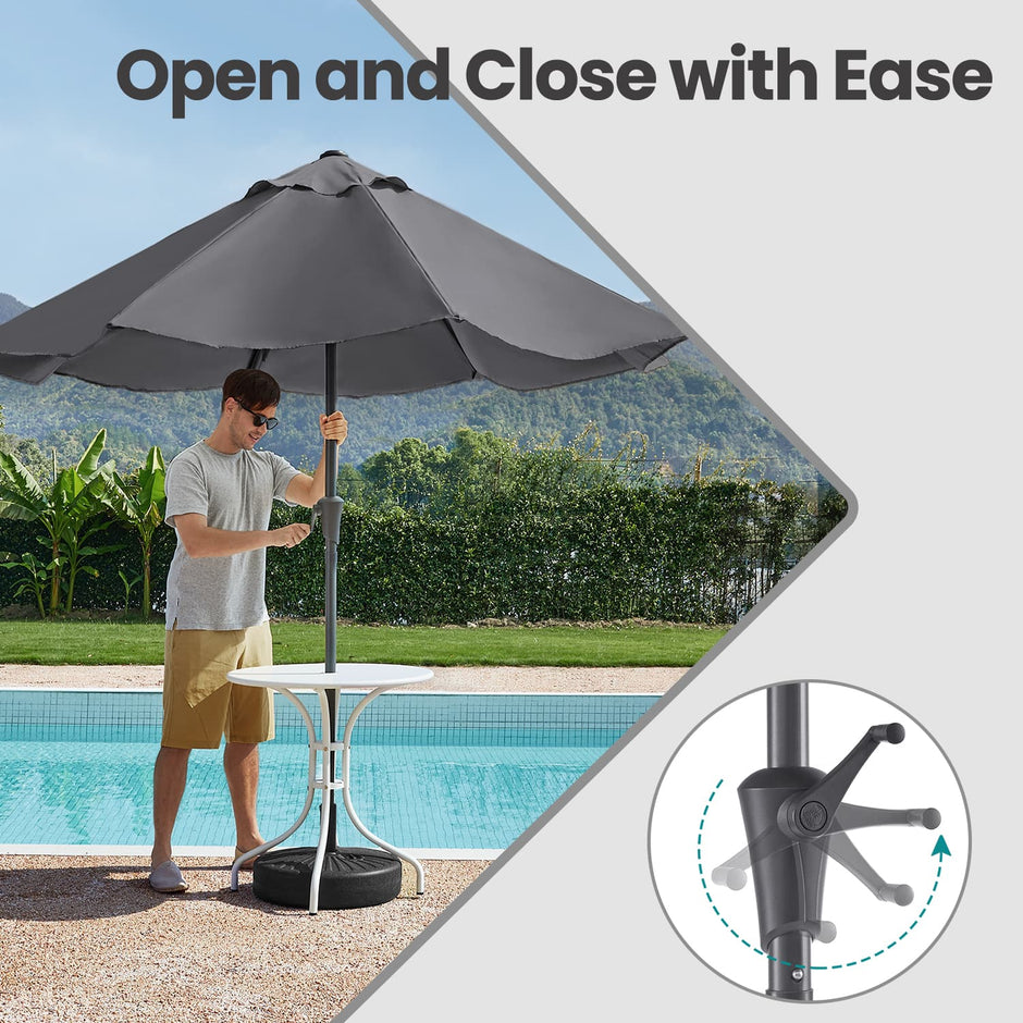 Outdoor Umbrella – Fabric – Grey – UPF 50+ Sun Shade with Double-Sided 30° Tilt