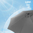 Outdoor Parasol – Polyester – Grey – UV50+, Octagonal Canopy with Tilt and Crank Mechanism, Ø 300 cm