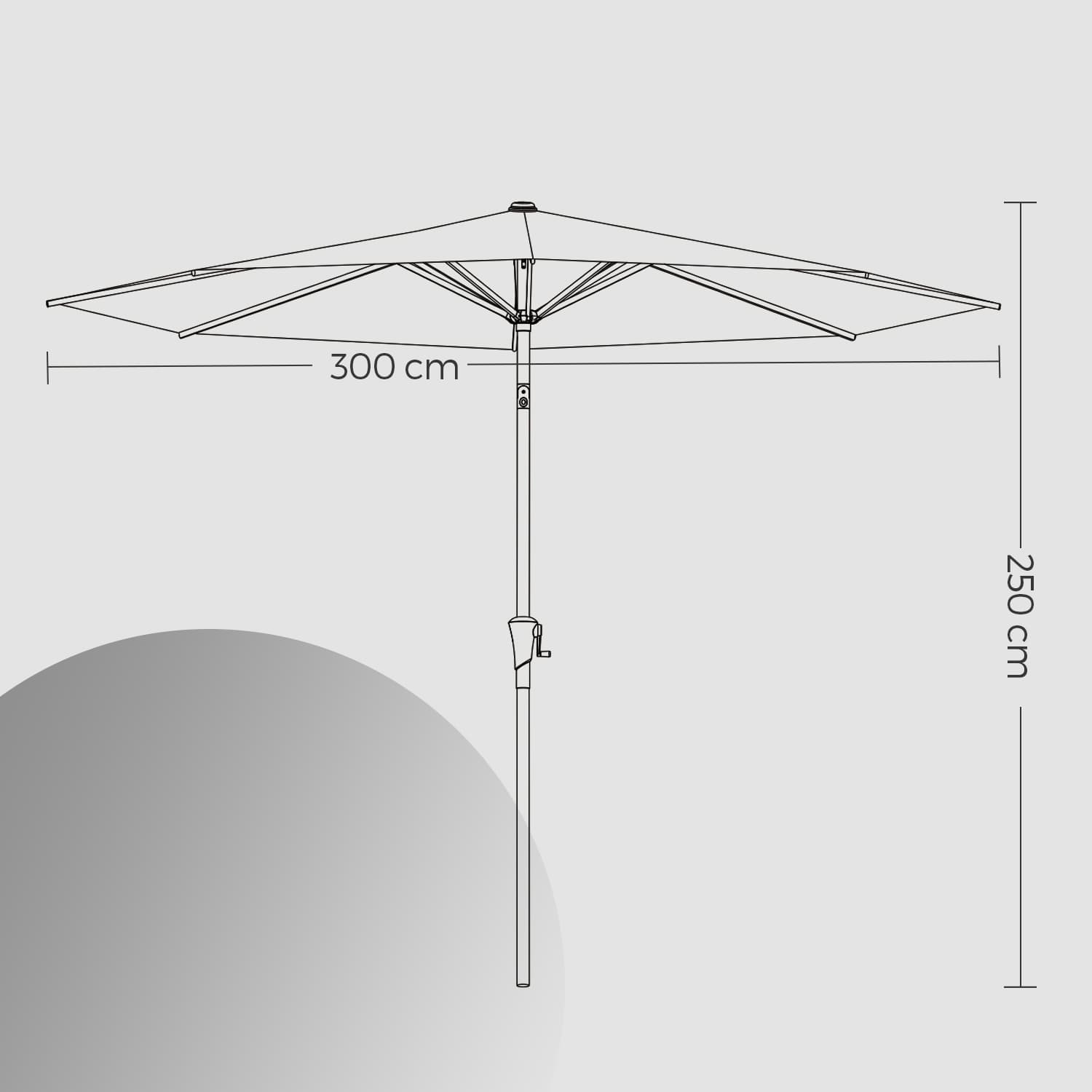 Outdoor Umbrella – Fabric – Grey – UPF 50+ Sun Shade with Double-Sided 30° Tilt