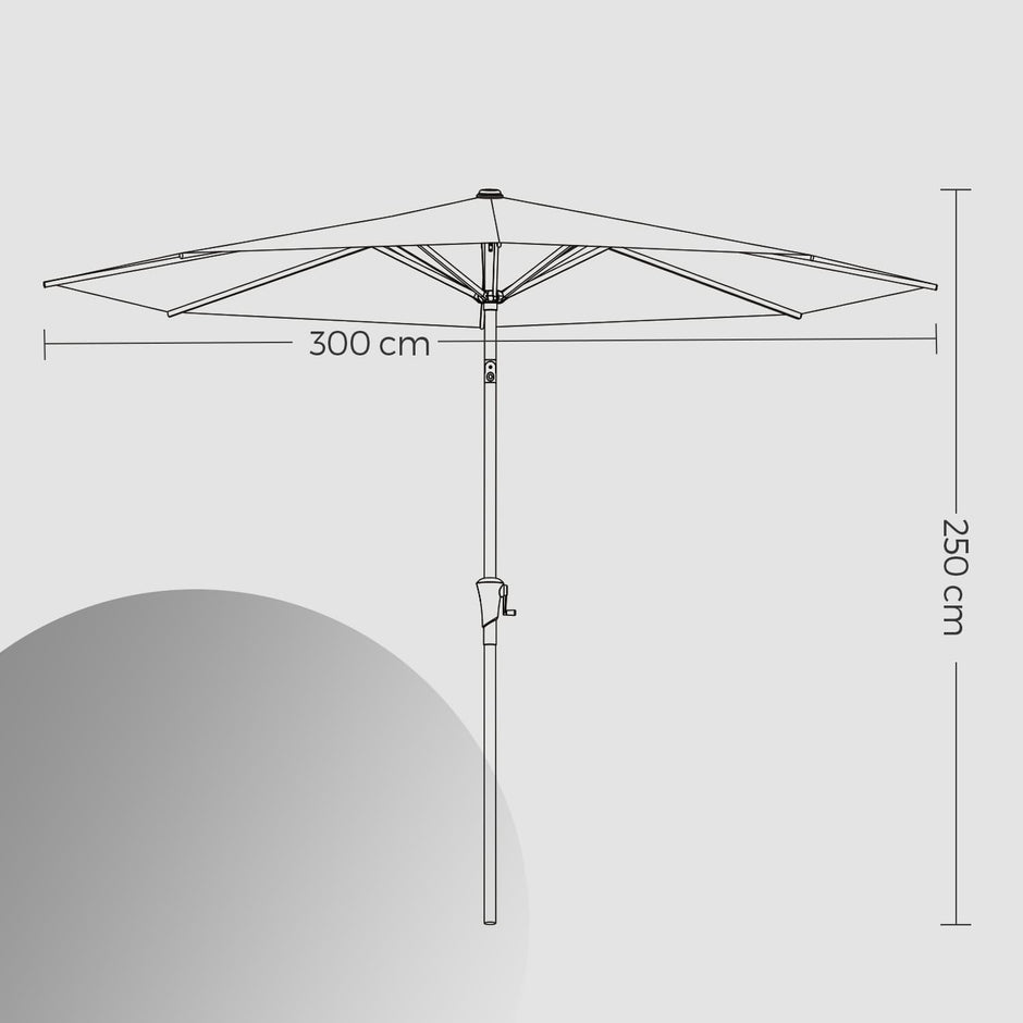 Outdoor Umbrella – Fabric – Grey – UPF 50+ Sun Shade with Double-Sided 30° Tilt