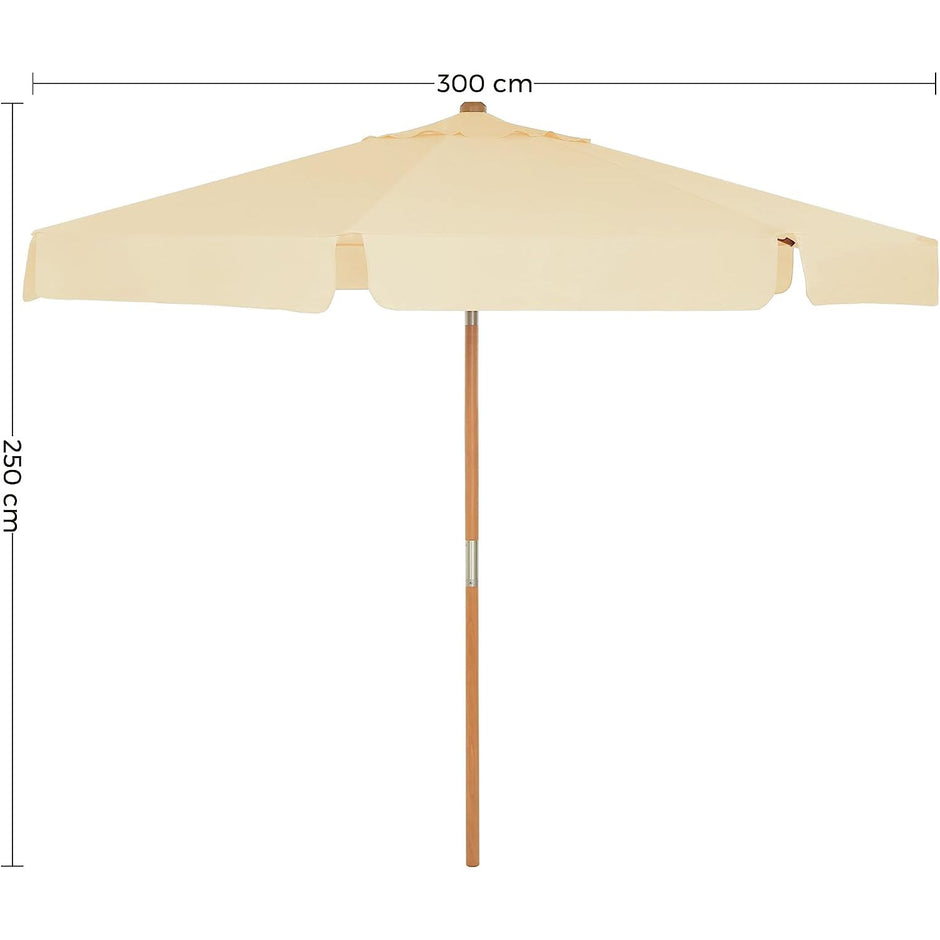 Garden Umbrella – Wooden – Taupe – Octagonal with Tilt Mechanism and Sun Protection