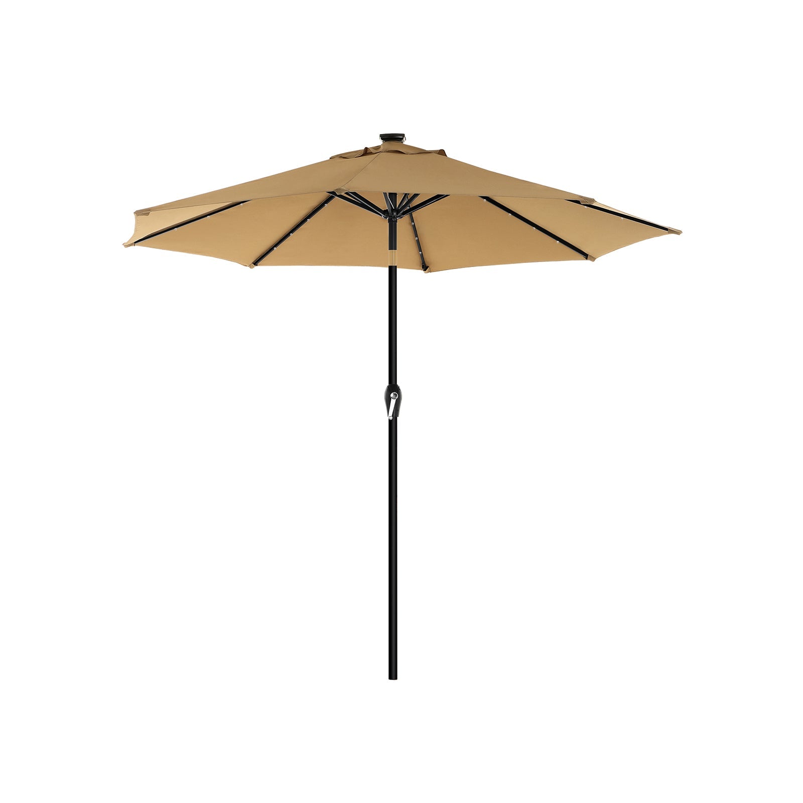 Garden Parasol – Fabric – Taupe – 3 m with Solar-Powered LED Lights and UPF 50+ Protection