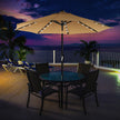 Garden Parasol – Fabric – Taupe – 3 m with Solar-Powered LED Lights and UPF 50+ Protection
