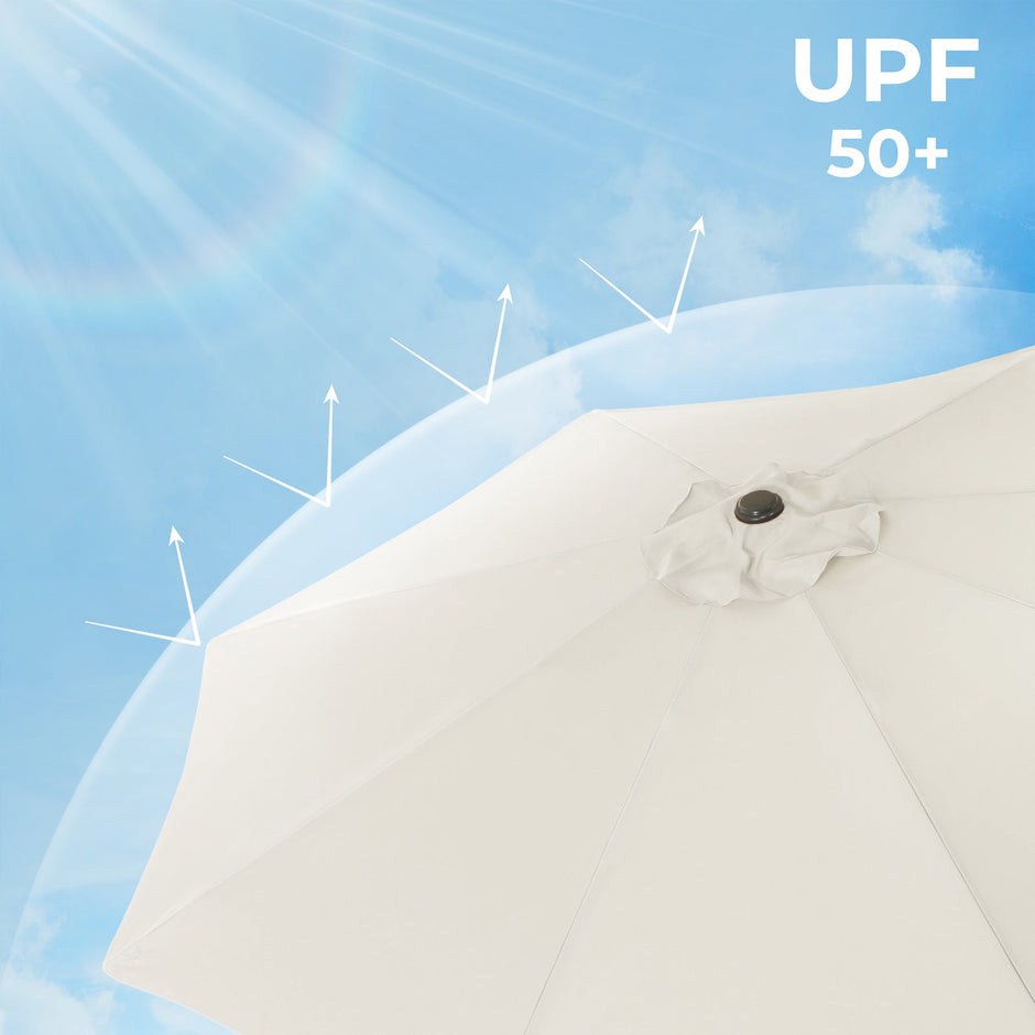 Cantilever Parasol – Fabric – Beige – 360° Rotation, Adjustable Tilt, UPF 50+ Protection