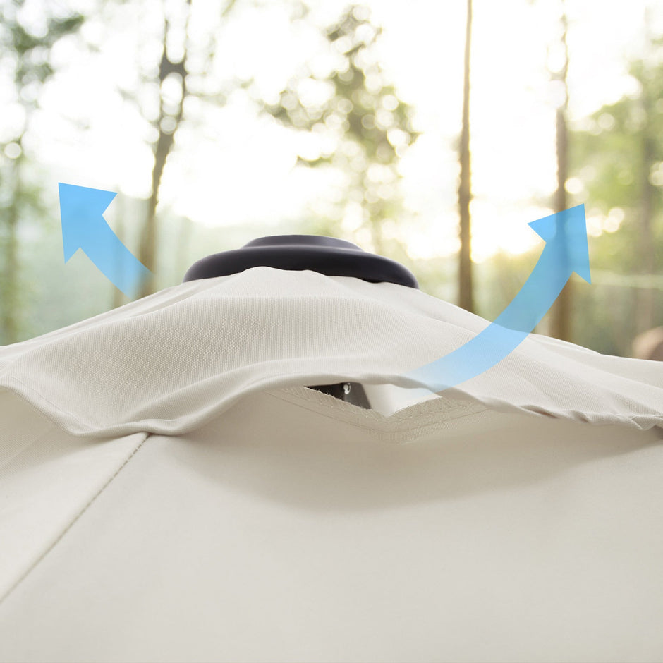 Cantilever Parasol – Fabric – Beige – 360° Rotation, Adjustable Tilt, UPF 50+ Protection
