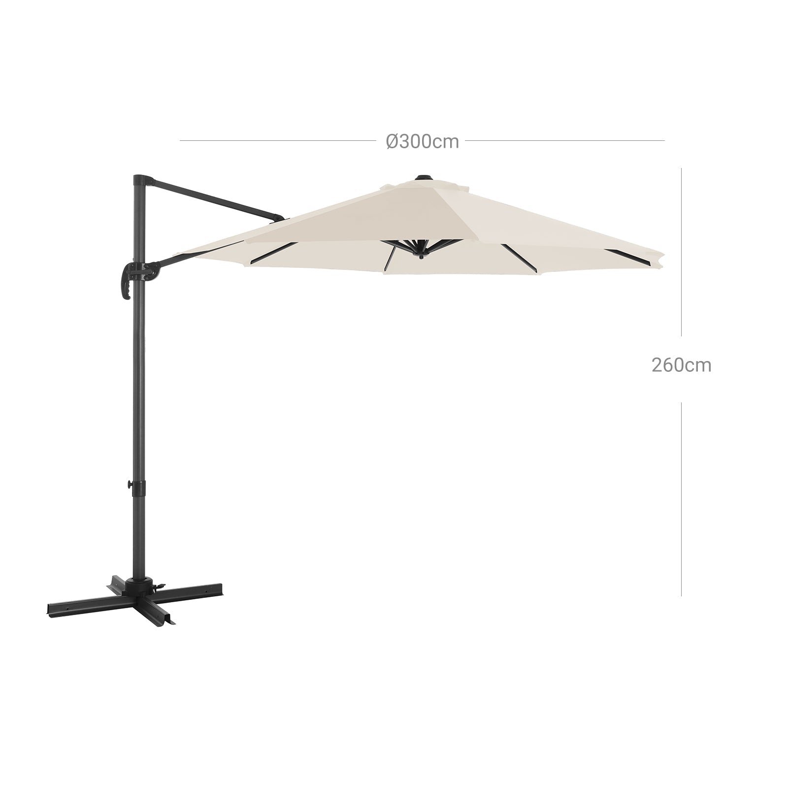Cantilever Parasol – Fabric – Beige – 360° Rotation, Adjustable Tilt, UPF 50+ Protection