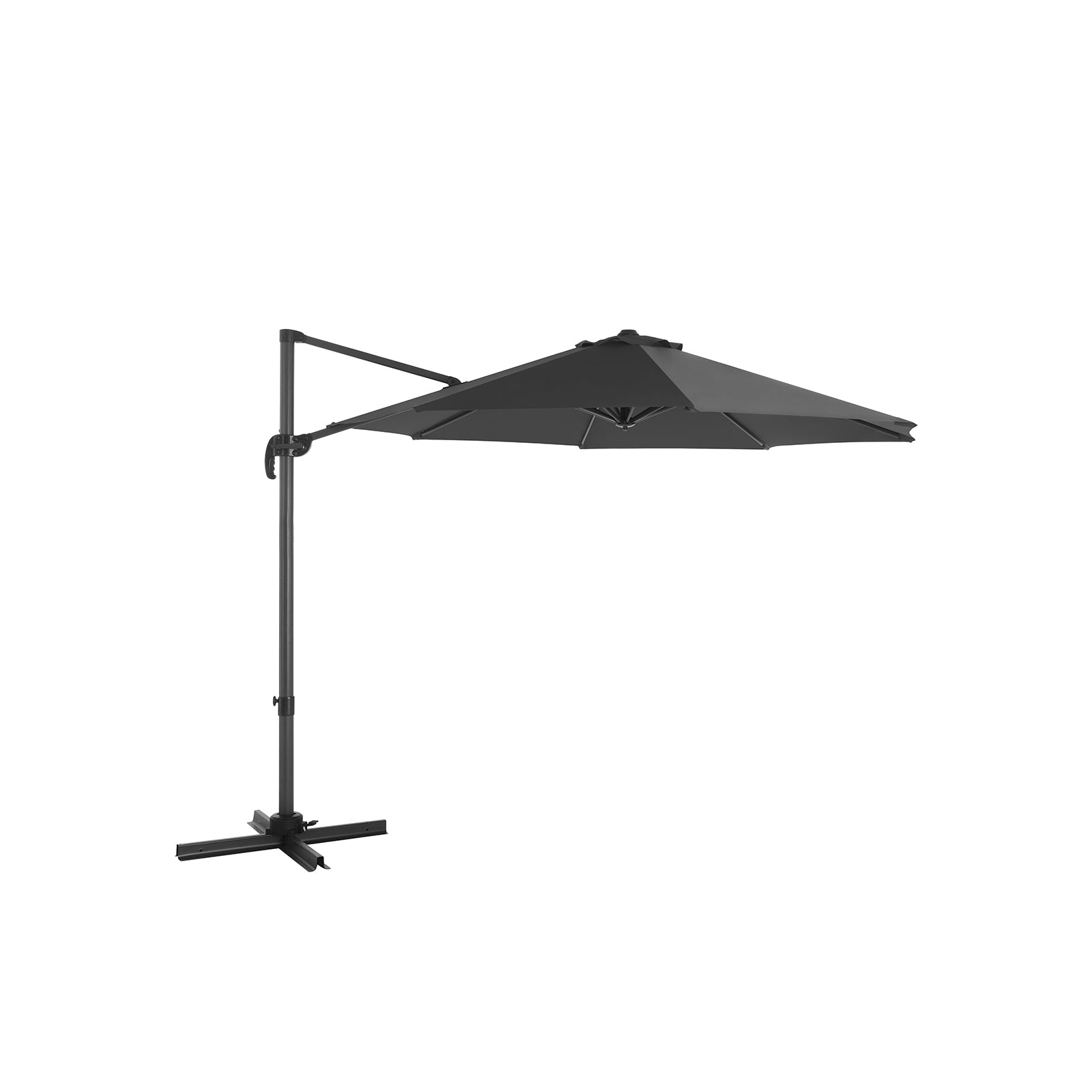 Cantilever Parasol – Fabric – Grey – 360° Rotation, Adjustable Tilt, UPF 50+ Protection