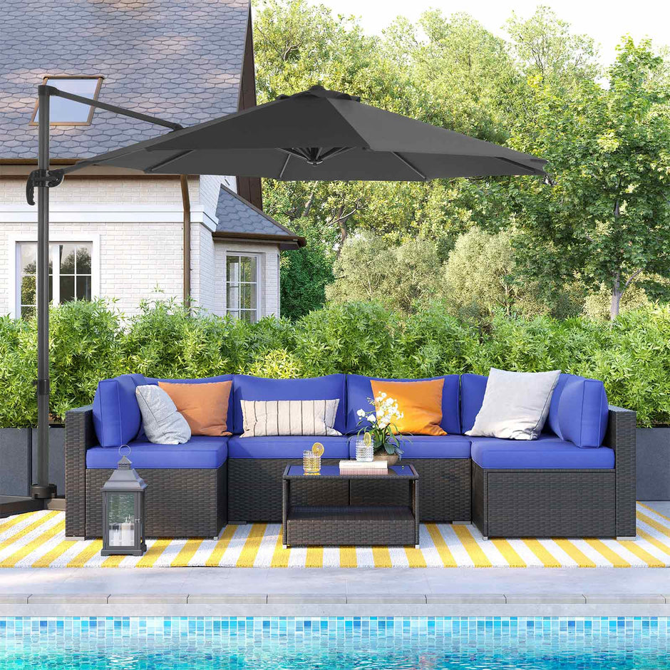Cantilever Parasol – Fabric – Grey – 360° Rotation, Adjustable Tilt, UPF 50+ Protection