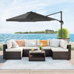 Cantilever Parasol – Fabric – Grey – 360° Rotation, Adjustable Tilt, UPF 50+ Protection