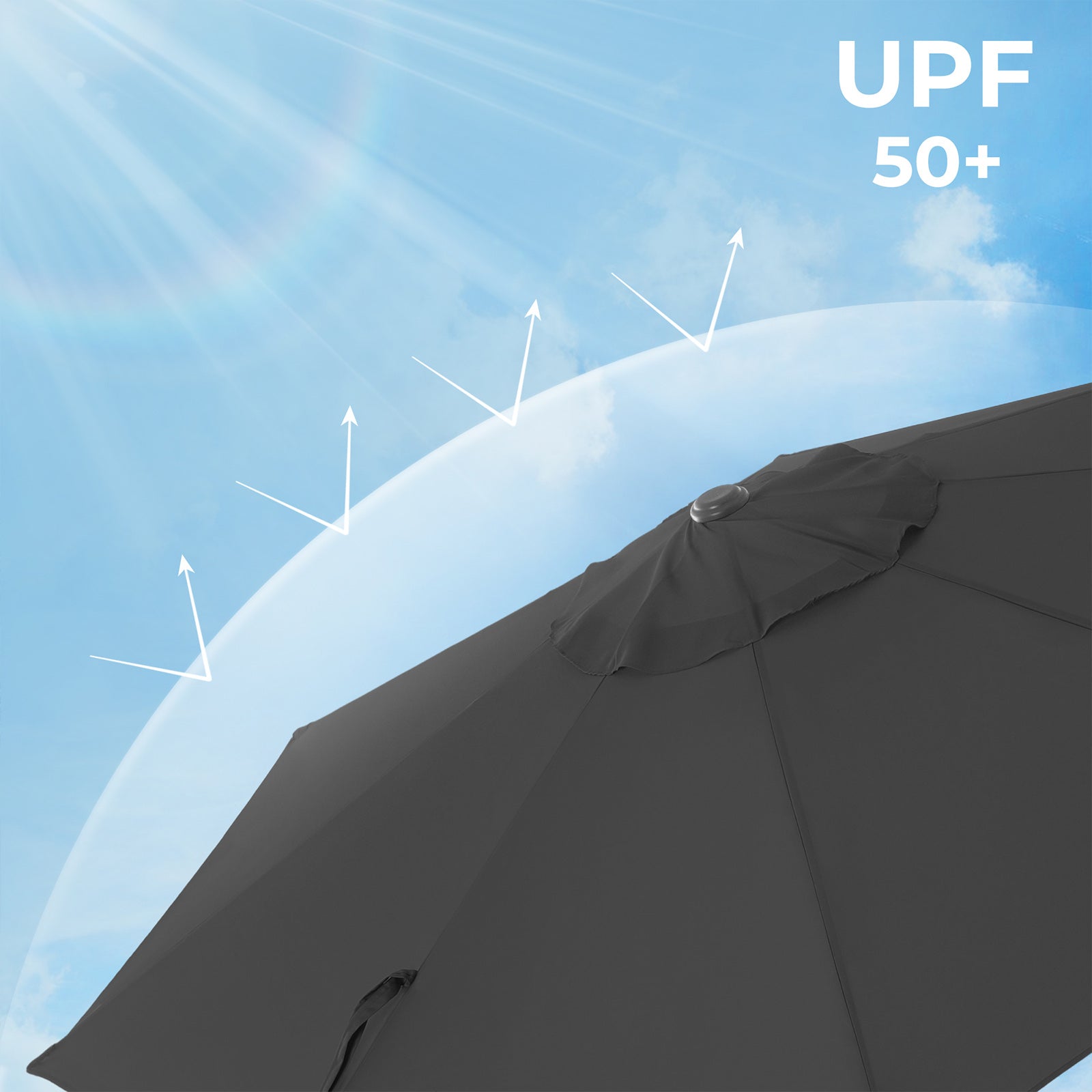 Cantilever Parasol – Fabric – Grey – 360° Rotation, Adjustable Tilt, UPF 50+ Protection
