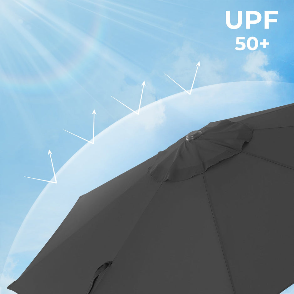Cantilever Parasol – Fabric – Grey – 360° Rotation, Adjustable Tilt, UPF 50+ Protection