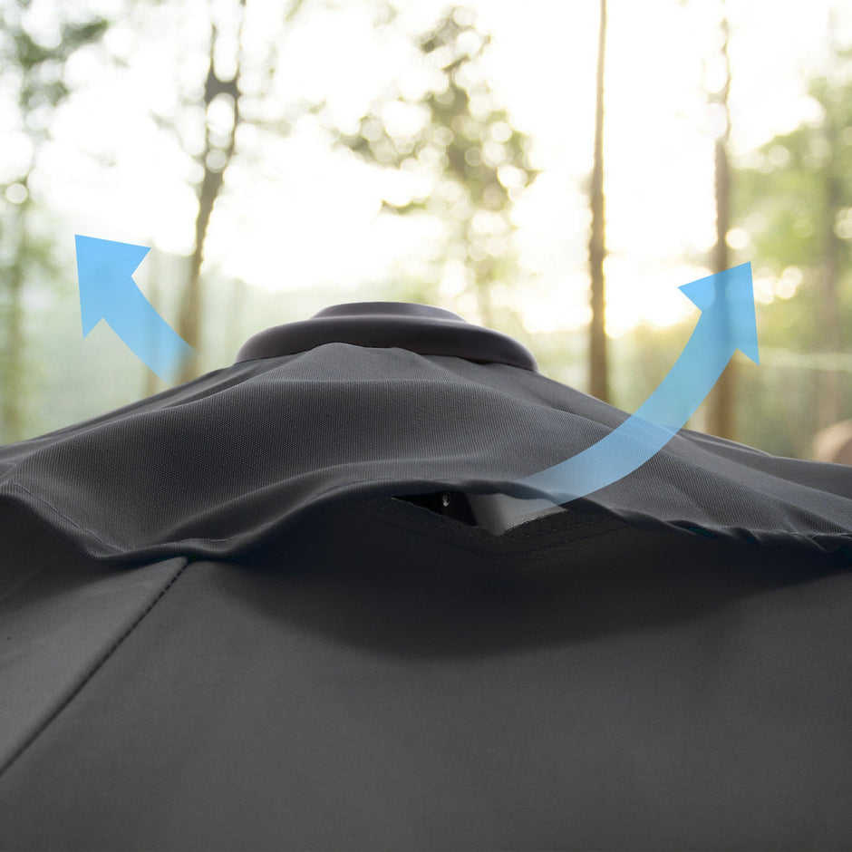 Cantilever Parasol – Fabric – Grey – 360° Rotation, Adjustable Tilt, UPF 50+ Protection