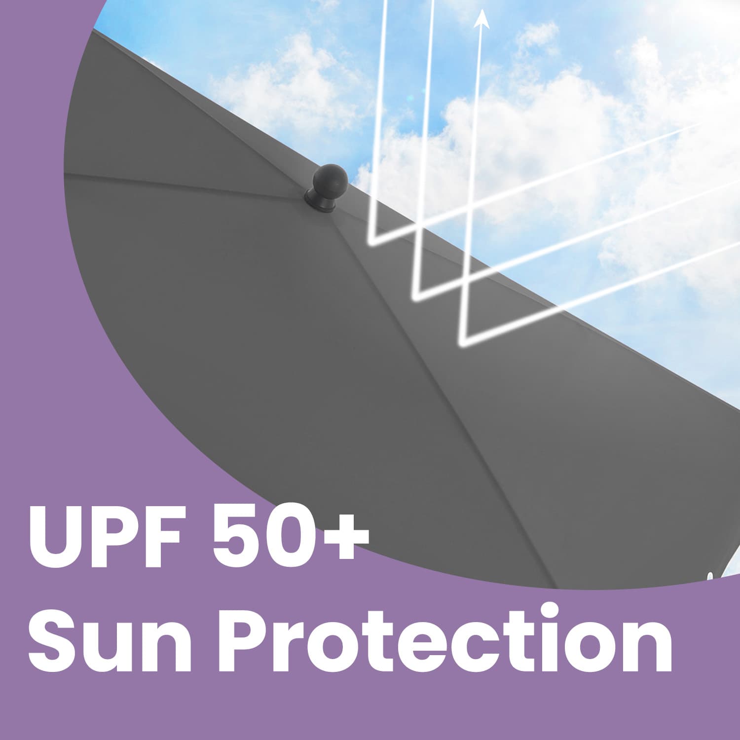 Patio Parasol – Fabric – Grey – Height Adjustable, Double-Sided with 30° Tilt and UPF 50+