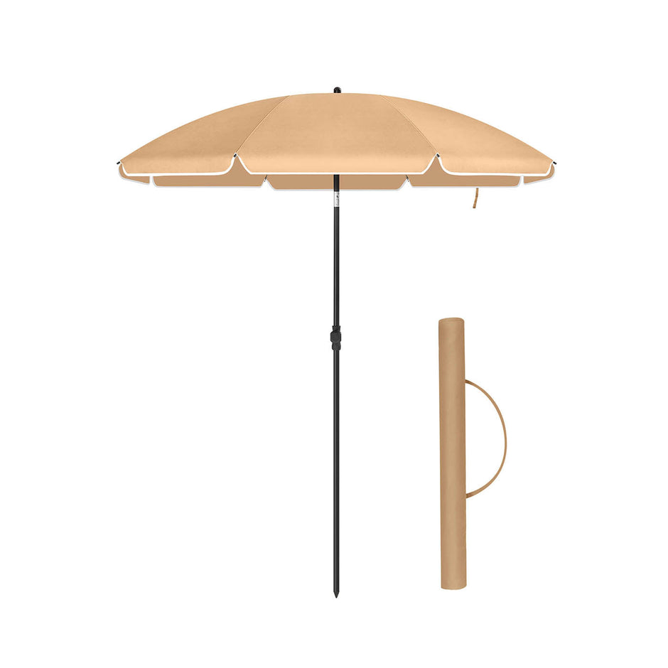 Beach Umbrella – Polyester – Blue – UV50+ Protection with Tilt Mechanism