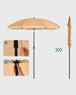 Beach Umbrella – Polyester – Blue – UV50+ Protection with Tilt Mechanism