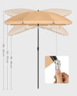 Beach Umbrella – Polyester – Blue – UV50+ Protection with Tilt Mechanism