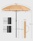 Beach Umbrella – Polyester – Blue – UV50+ Protection with Tilt Mechanism