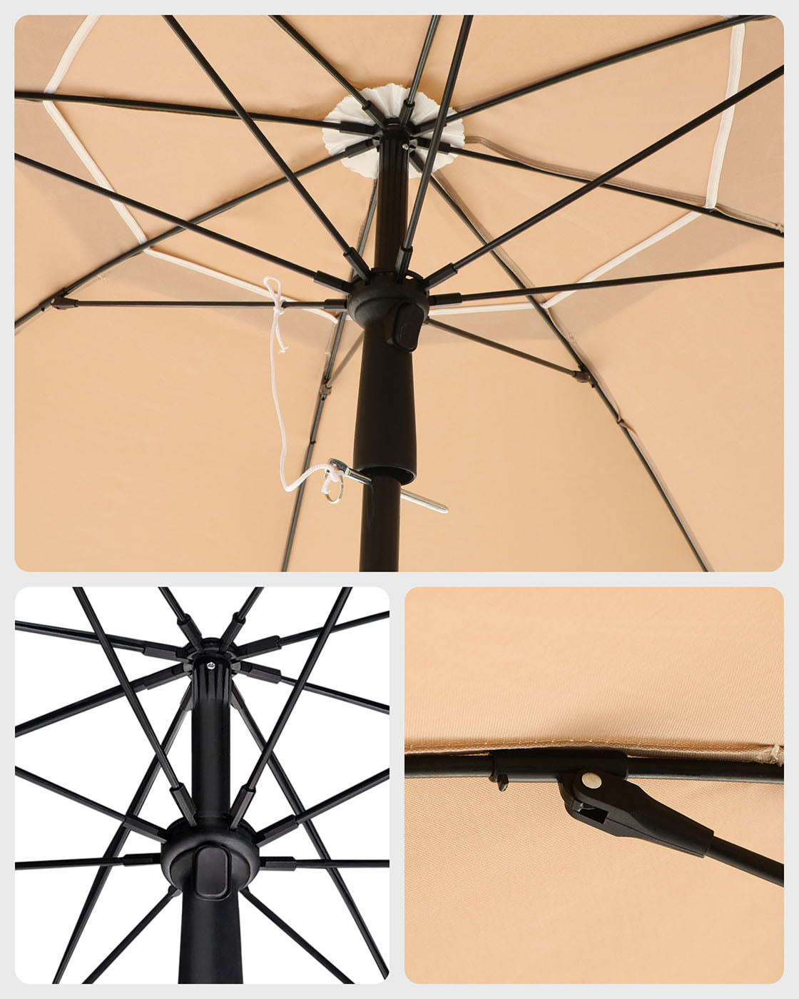 Beach Umbrella – Polyester – Blue – UV50+ Protection with Tilt Mechanism