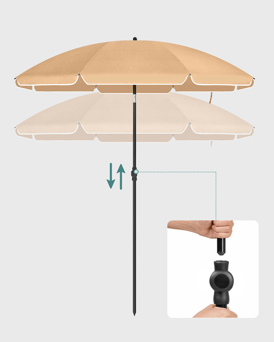 Beach Umbrella – Polyester – Blue – UV50+ Protection with Tilt Mechanism