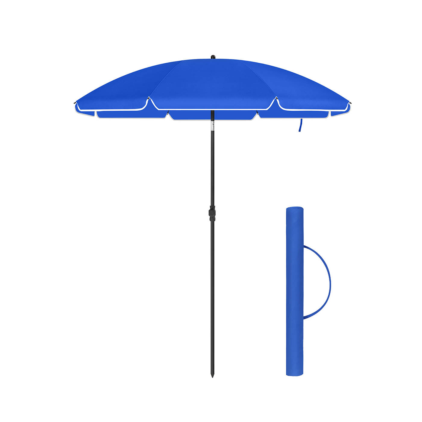 Beach Umbrella – Polyester – Blue – UV50+ Protection with Tilt Mechanism and Carry Bag