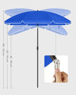 Beach Umbrella – Polyester – Blue – UV50+ Protection with Tilt Mechanism and Carry Bag