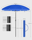 Beach Umbrella – Polyester – Blue – UV50+ Protection with Tilt Mechanism and Carry Bag