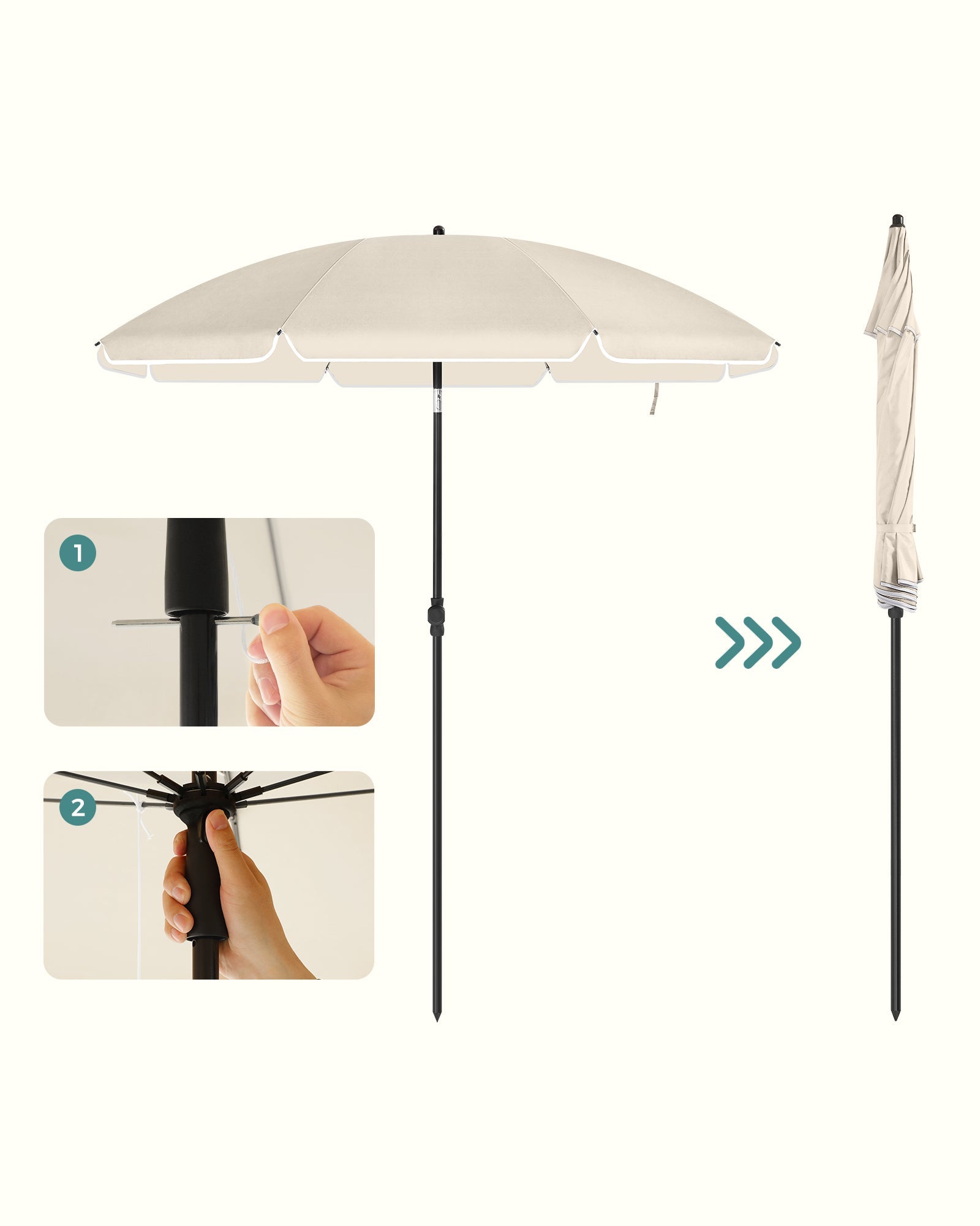 Beach Umbrella – Polyester – Blue – UPF 50+, Tilt Mechanism, Includes Carry Bag