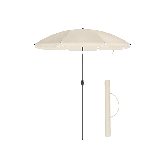 Beach Umbrella – Polyester – Blue – UPF 50+, Tilt Mechanism, Includes Carry Bag