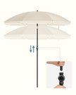 Beach Umbrella – Polyester – Blue – UPF 50+, Tilt Mechanism, Includes Carry Bag