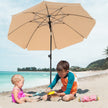 Beach Umbrella – Polyester – Taupe – UPF 50+, Portable with Air Vent and Tilt Mechanism