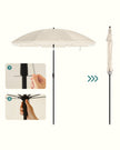 Beach Umbrella – Polyester – Taupe – UPF 50+, Portable with Tilt Mechanism
