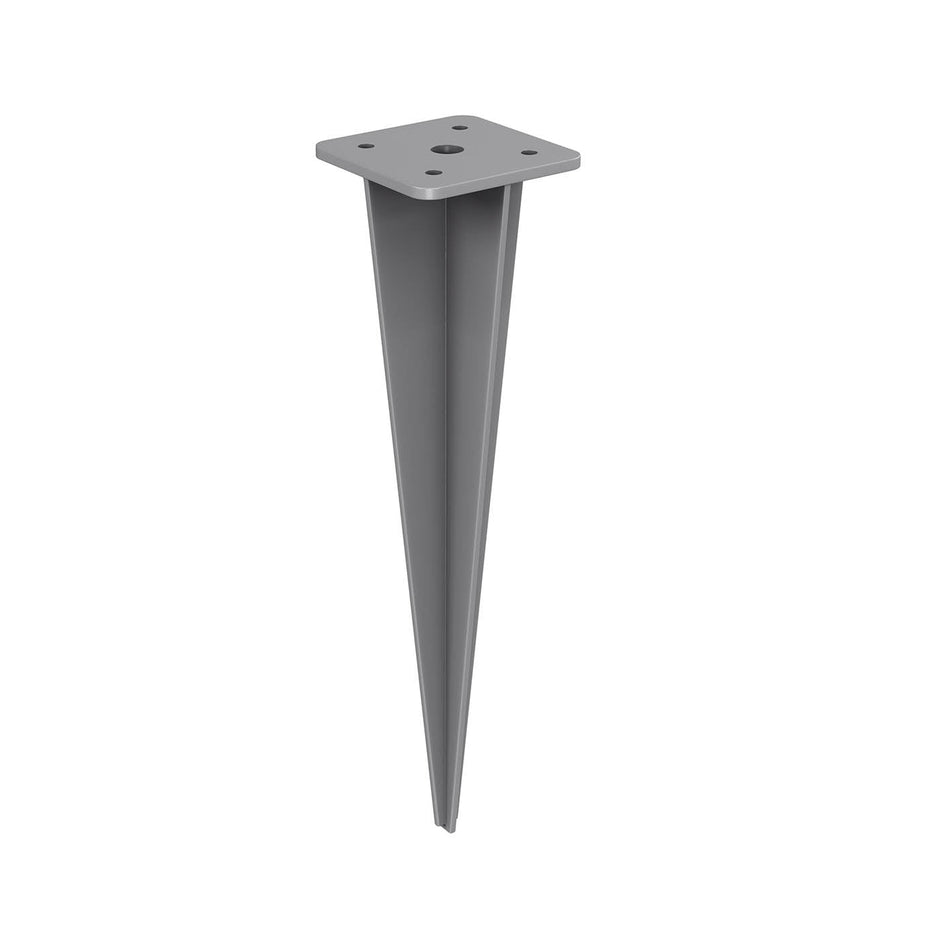 Metal Post Anchor – Steel – Grey – Drive-in Ground Anchor 46 x 11.5 x 11.5 cm