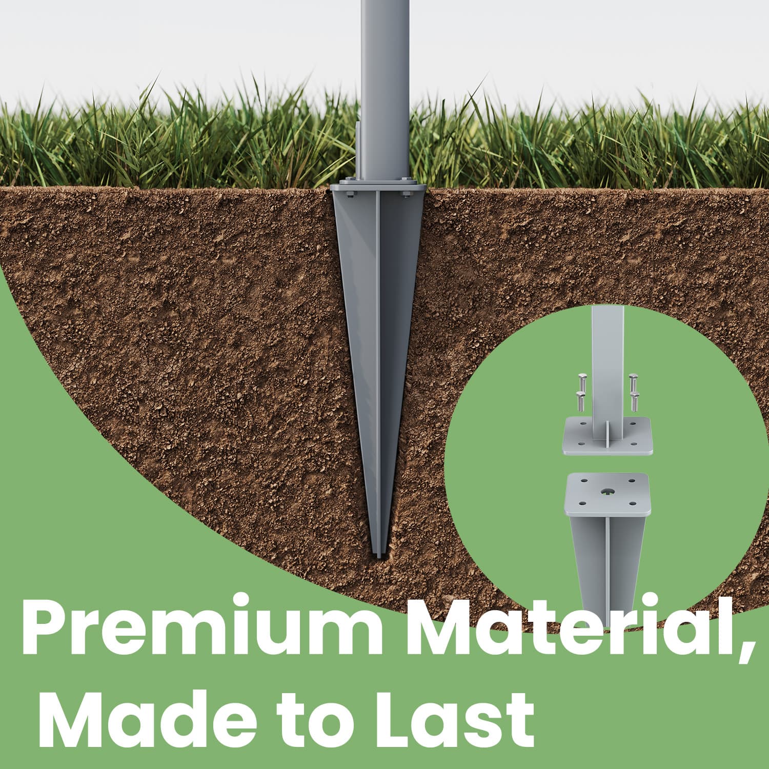 Ground Anchor – Aluminium – Grey – Compatible with Side Awnings