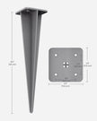 Metal Post Anchor – Steel – Grey – Drive-in Ground Anchor 46 x 11.5 x 11.5 cm